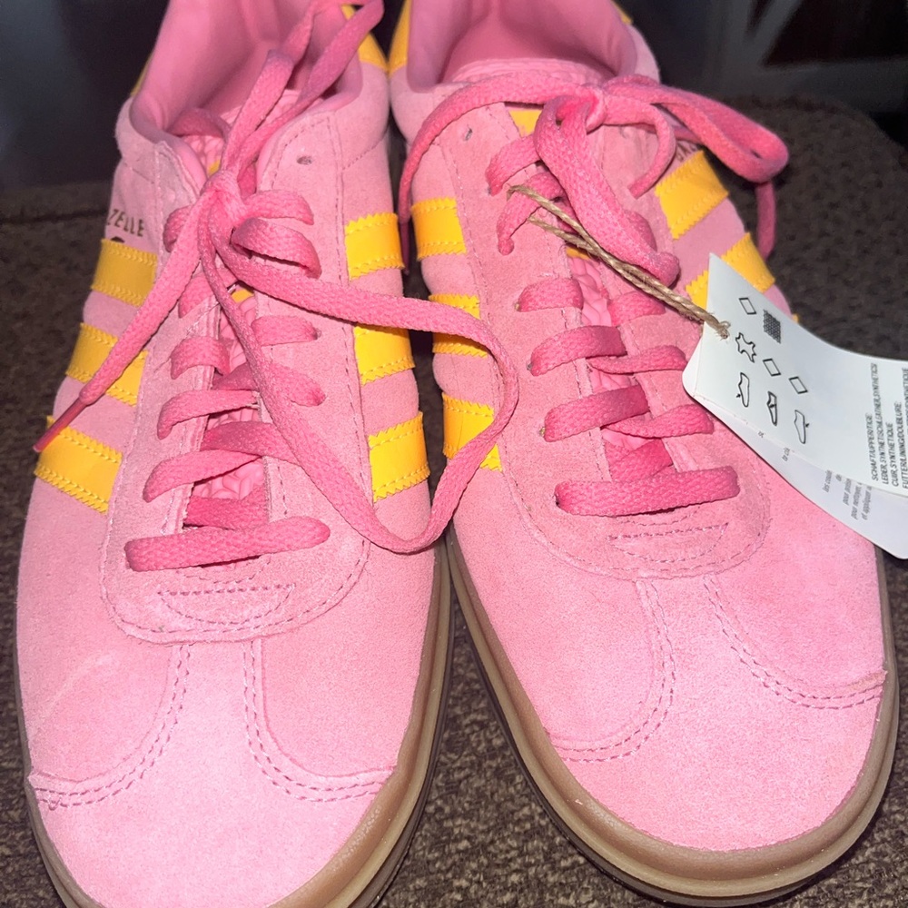 Adidas Women's Gazelle Pink and Yellow Sneakers - Picture 2 of 3